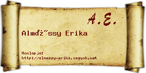Almássy Erika névjegykártya